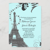 moderne blauwe eiffeltoren parijs bruiloft kaart (Voorkant / Achterkant)