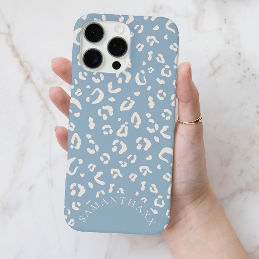 Moderne Blauwe Elegante Aangepaste Luipaard Vlekke Case-Mate iPhone Case