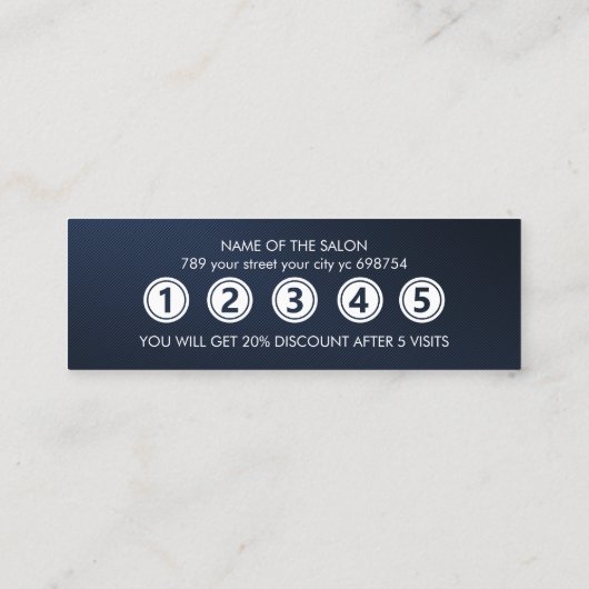 Moderne blauwe elegante schoonheidssalon klantenkaartje (Achterkant)