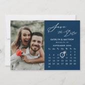 Moderne Blauwe Elegante Script Aangepaste Agenda F Save The Date (Voorkant)
