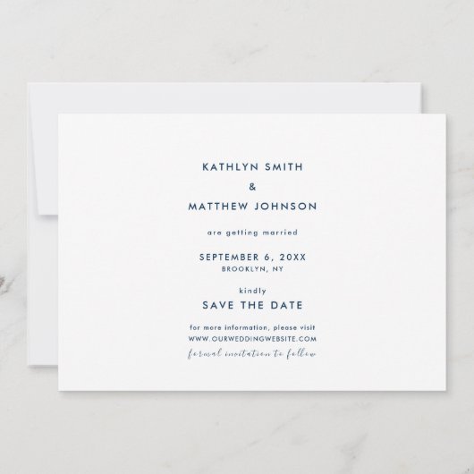 Moderne Blauwe Elegante Script Aangepaste Agenda F Save The Date (Achterkant)