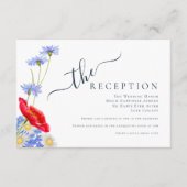 Moderne Blauwe Elegante Zomer Bloemen Bruiloft Informatiekaartje (Voorkant)