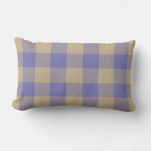 Moderne blauwe en beige gingham buitenkussen