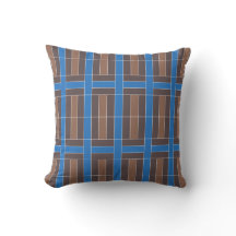 Moderne Blauwe en Bruine Geometrische Plaid Patroo