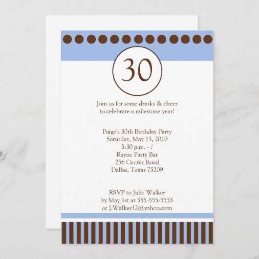 Moderne blauwe en bruine uitnodiging voor 5 dagen (Voorkant / Achterkant)