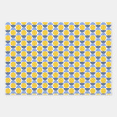 Moderne blauwe en gele geometrische vormen inpakpapier vel (Voorkant 3)