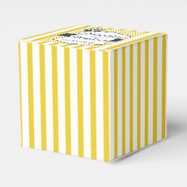 Moderne Blauwe en Gele Streep Bruiloft Favor Box Bedankdoosjes