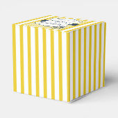 Moderne Blauwe en Gele Streep Bruiloft Favor Box Bedankdoosjes (Achterkant)