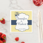 Moderne Blauwe en Gele Streep Bruiloft Servet (Insitu)