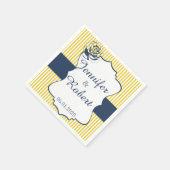 Moderne Blauwe en Gele Streep Bruiloft Servet (Hoek)