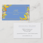 Moderne blauwe en gele Waterverf Visitekaartje (Voorkant / Achterkant)