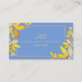 Moderne blauwe en gele Waterverf Visitekaartje