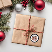 Moderne blauwe en gouden kerstbladeren Foto Ronde Sticker