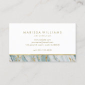 Moderne Blauwe en Gouden Marmeren Textuur Visitekaartje (Achterkant)