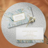 Moderne Blauwe en Gouden Marmeren Textuur Visitekaartje