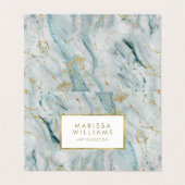 Moderne blauwe en gouden marmertextuur visitekaartje (Buitenkant ongevouwen)