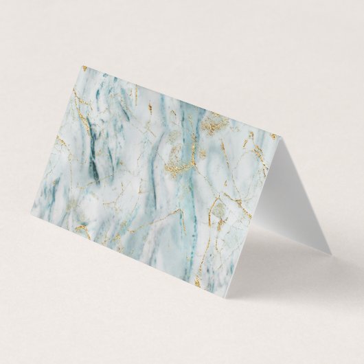 Moderne blauwe en gouden marmertextuur visitekaartje (Achterkant)