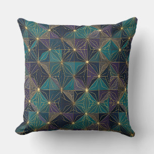 Moderne Blauwe En Gouden Ontwerp Kussen