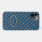 Moderne blauwe en gouden strepen Aangepaste naam Case-Mate iPhone Case (Achterkant (horizontaal))
