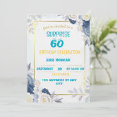 Moderne blauwe en gouden verjaardag kaart (Staand voorkant)