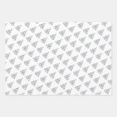 Moderne blauwe en gouden vrolijke kerstbomen inpakpapier vel (Voorkant 2)