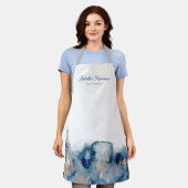 Moderne blauwe en goudvloeibare Waterverf Inkt Schort (Gedragen)