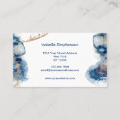 Moderne blauwe en goudvloeibare Waterverf Inkt Visitekaartje (Achterkant)