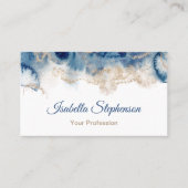 Moderne blauwe en goudvloeibare Waterverf Inkt Visitekaartje (Voorkant)
