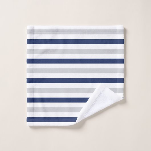 Moderne blauwe en grijze strepen bad handdoek (Wasdoekje)