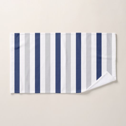 Moderne blauwe en grijze strepen bad handdoek (Handdoek)