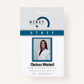 Moderne blauwe en grijze werknemer ID-badge Badge (Voorkant)