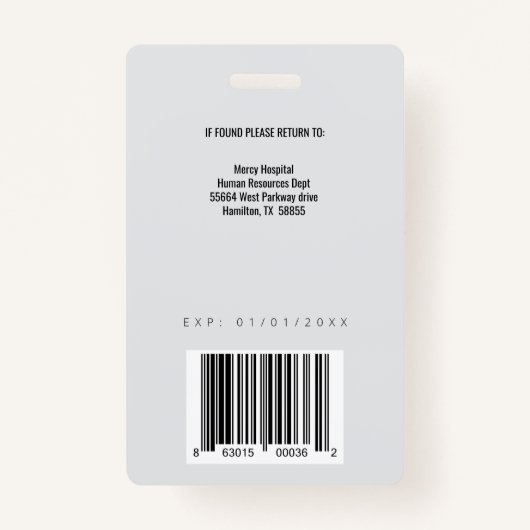 Moderne blauwe en grijze werknemer ID-badge Badge (Achterkant)