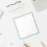 Moderne blauwe en groene botanische grens notitieblok<br><div class="desc">Deze laptop kan worden gepersonaliseerd met een naam als een doordacht geschenk voor haar. Het heeft een pastelblauwe,  groene en witte eucalyptusbladeren patroongrens.</div>