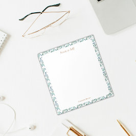 Moderne blauwe en groene botanische grens notitieblok