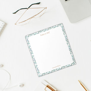 Moderne blauwe en groene botanische grens notitieblok