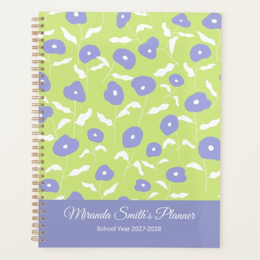 Moderne blauwe en groene gepersonaliseerde planner (Voorkant)