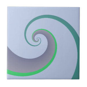 Moderne blauwe en groene golven tegeltje