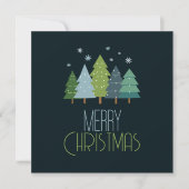 Moderne blauwe en groene kerstboom flat kaart (Voorkant)