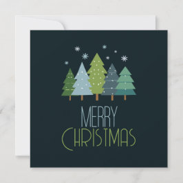 Moderne blauwe en groene kerstboom flat kaart