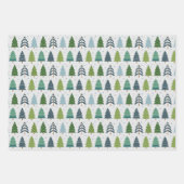 Moderne blauwe en groene kerstboom inpakpapier vel (Voorkant 3)