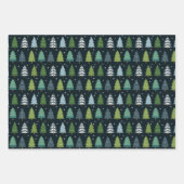 Moderne blauwe en groene kerstboom inpakpapier vel (Voorkant 2)