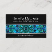 Moderne blauwe en groene Pareltjes mandala Visitekaartje (Voorkant)