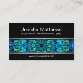 Moderne blauwe en groene Pareltjes mandala Visitekaartje