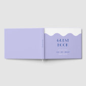 Moderne Blauwe en Lavendel Wave Bruiloft Gastenboek (Volledig)