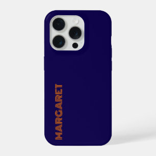 Moderne blauwe en oranje gepersonaliseerde naam Ho iPhone 15 Pro Case