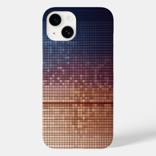 Moderne Blauwe en Oranje Pixel Mozaïek Gradiënt Zo Case-Mate iPhone Case (Achterkant)