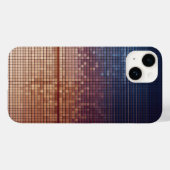 Moderne Blauwe en Oranje Pixel Mozaïek Gradiënt Zo Case-Mate iPhone Case (Achterkant (horizontaal))