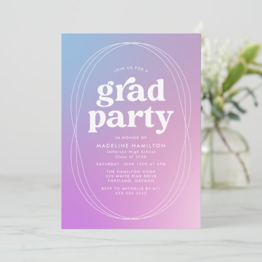 Moderne blauwe en Paarse gradiënt gradiënt Partij Kaart (Staand voorkant)