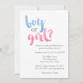 Moderne blauwe en roze Baby shower onthullen Kaart (Voorkant)