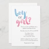 Moderne blauwe en roze Baby shower onthullen Kaart (Voorkant / Achterkant)